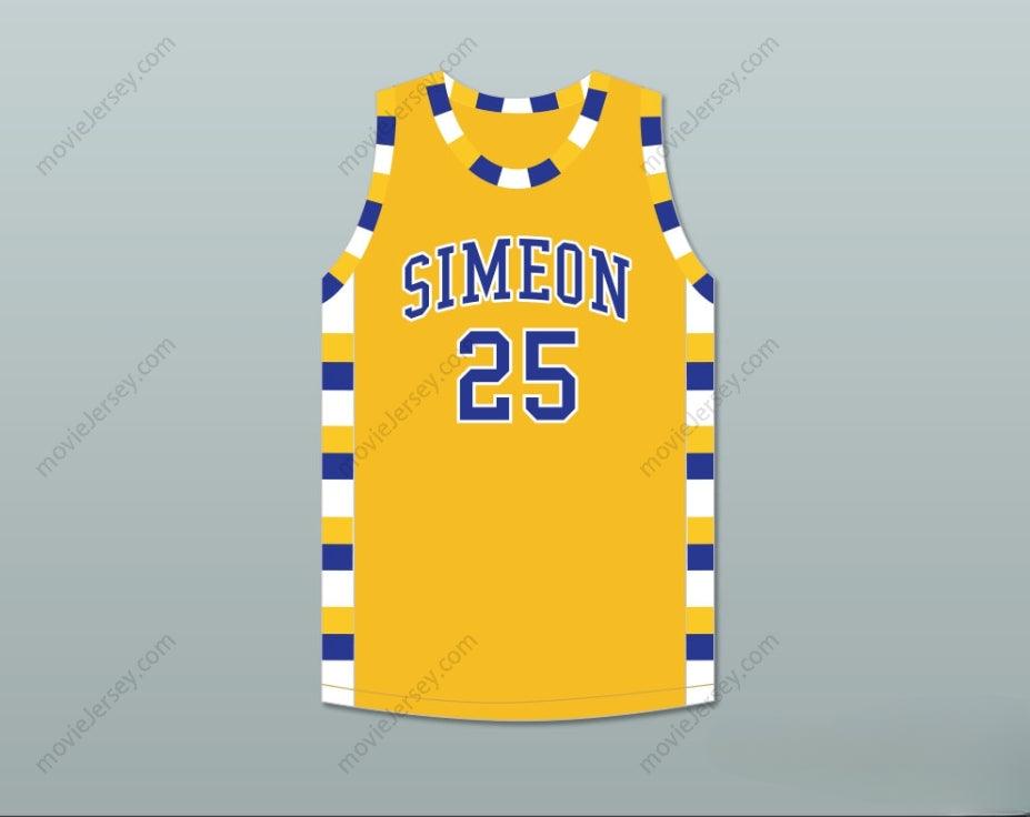 CUSTOM ANY Name Number DERRICK ROSE 25 SIMEON CAREER ACADEMY WOLVERINES YELLOW GOLD BASKETBALL JERSEY Top Stitched S-6XL