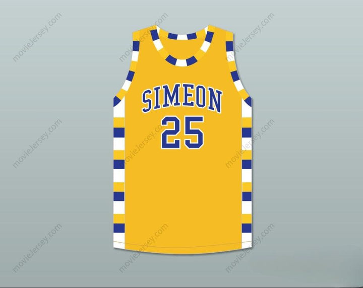 CUSTOM ANY Name Number DERRICK ROSE 25 SIMEON CAREER ACADEMY WOLVERINES YELLOW GOLD BASKETBALL JERSEY Top Stitched S-6XL
