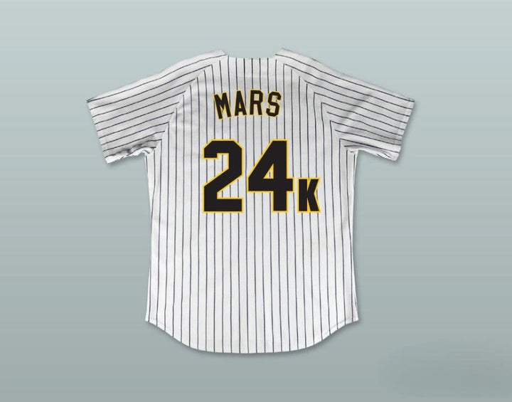 Custom Any Name Number BRUNO MARS 24K HOOLIGANS WHITE PINSTRIPED BASEBALL JERSEY BET AWARDS Top Stitched S-6XL