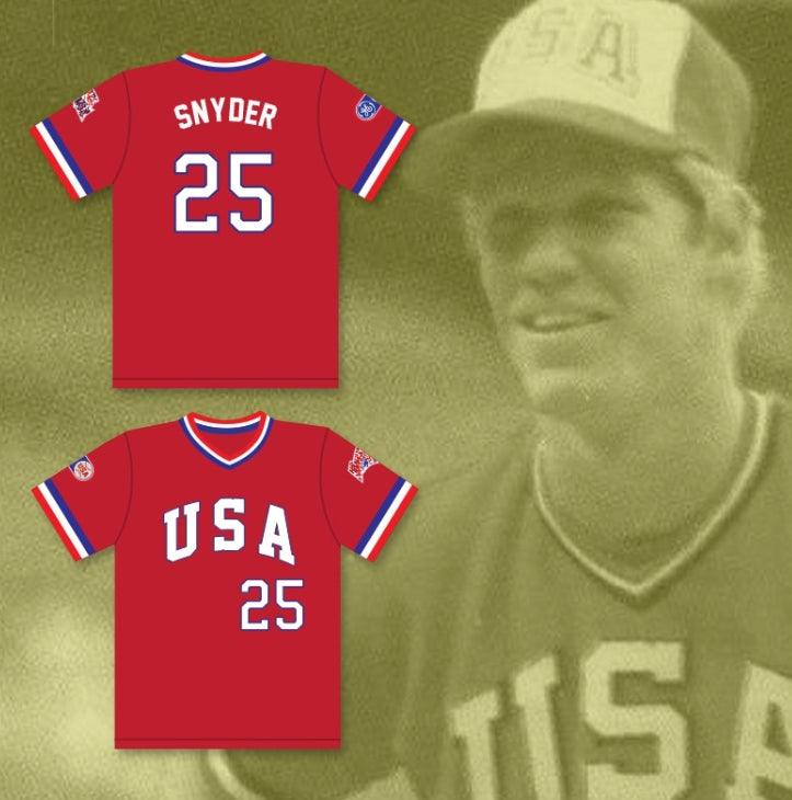 Custom Any Name Number CORY SNYDER 25 1984 USA TEAM RED BASEBALL JERSEY Top Stitched S-6XL