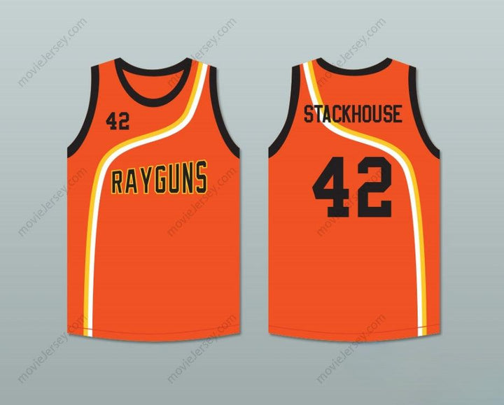 CUSTOM ANY Name Number JERRY STACKHOUSE 42 ROSWELL RAYGUNS ORANGE BASKETBALL JERSEY Top Stitched S-6XL