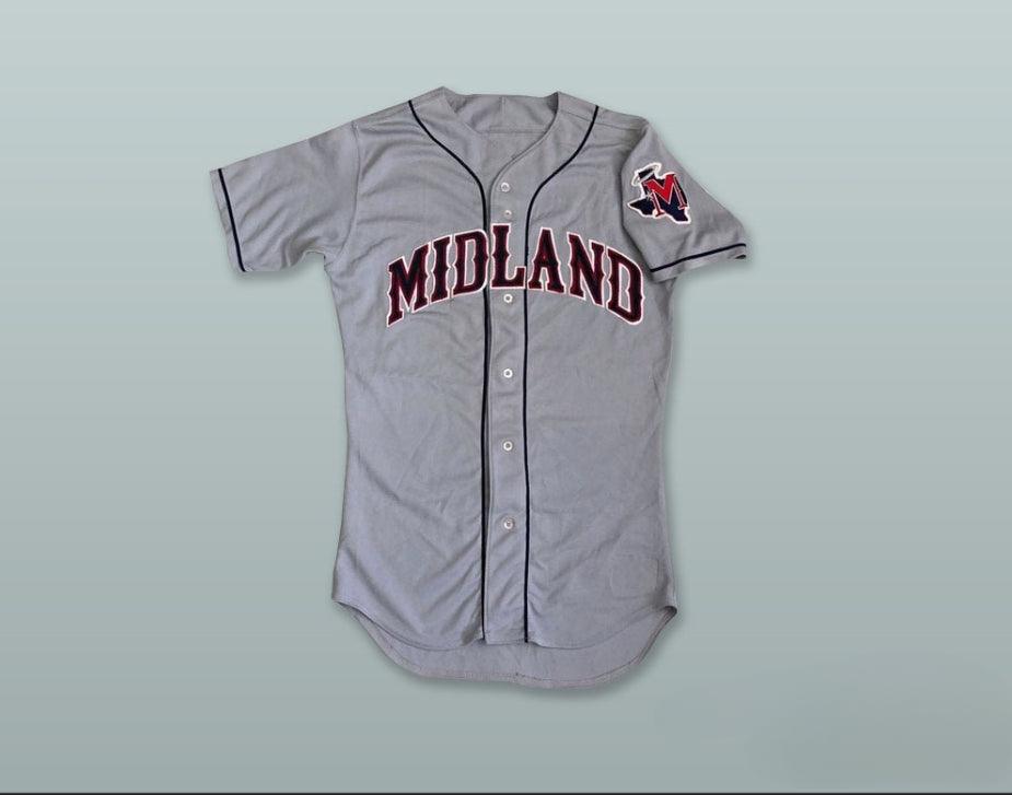 Custom Any Name Number MIDLAND ANGELS 2 GRAY BUTTON DOWN BASEBALL JERSEY Top Stitched S-6XL