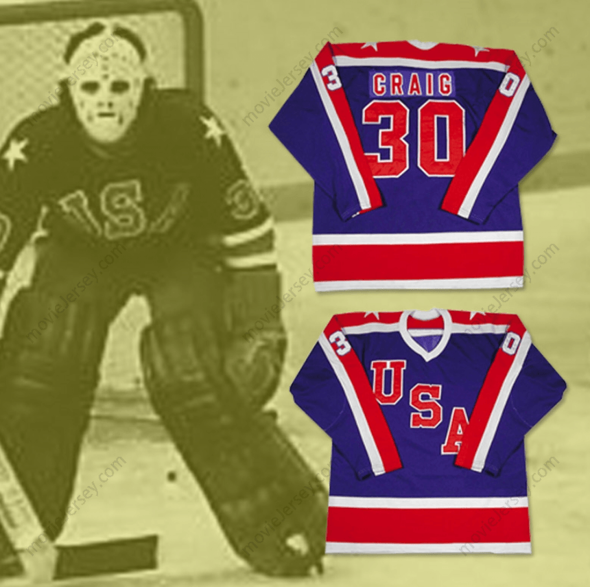 Custom Any Name Number Jim Craig 30 Team USA Miracle On Ice Hockey Jersey Top Stitched S-6XL