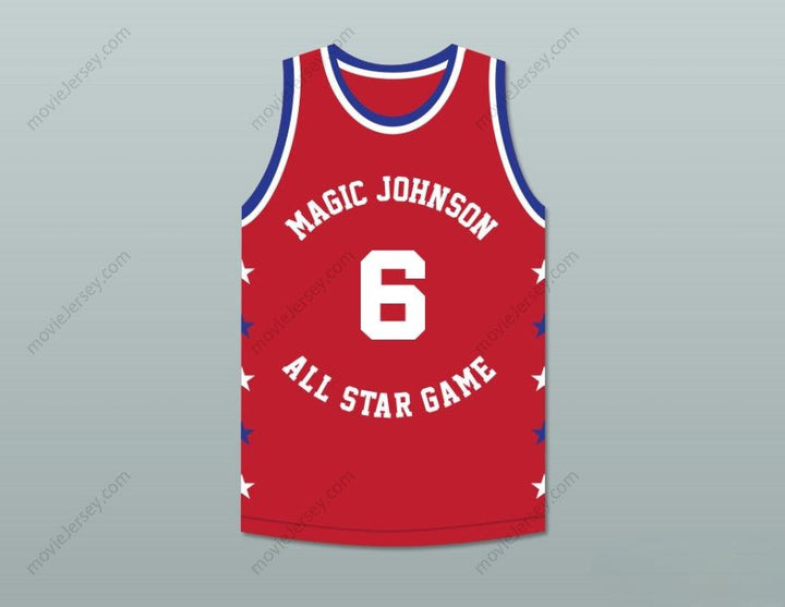 CUSTOM ANY Name Number TRENT TUCKER 6 MAGIC JOHNSON ALL STAR GAME RED BASKETBALL JERSEY 1990 MIDSUMMER NIGHT'S MAGIC CHARITY EVENT Top Stitched S-6XL
