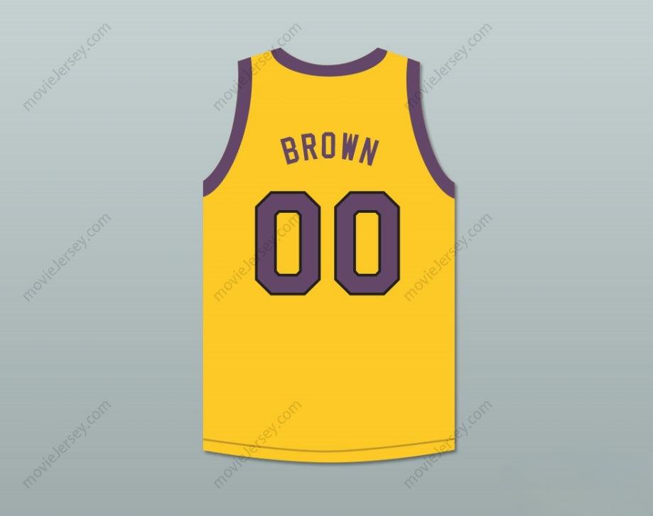 CUSTOM ANY Name Number COLE BROWN 00 YELLOW BASKETBALL JERSEY WITH MARTIN PATCH Top Stitched S-6XL