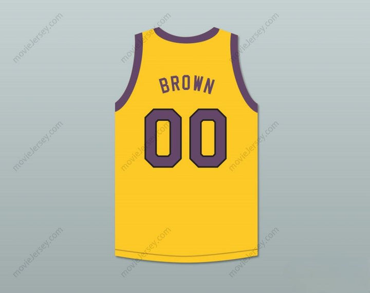 CUSTOM ANY Name Number COLE BROWN 00 YELLOW BASKETBALL JERSEY WITH MARTIN PATCH Top Stitched S-6XL