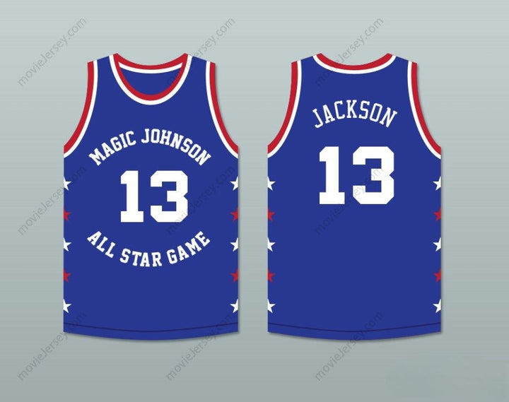 CUSTOM ANY Name Number MARK JACKSON 13 MAGIC JOHNSON ALL STAR GAME BLUE BASKETBALL JERSEY 1988 MIDSUMMER NIGHT'S MAGIC CHARITY EVENT Top Stitched S-6XL