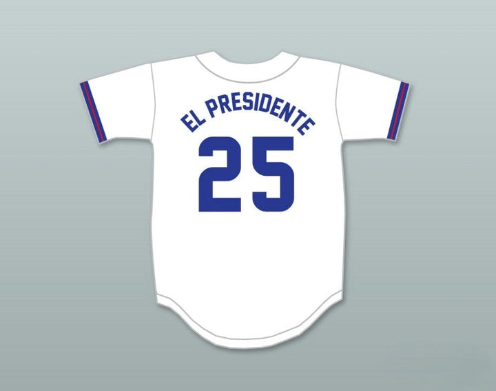Custom Any Name Number EL PRESIDENTE 25  HIGH SCHOOL WHITE BASEBALL JERSEY Top Stitched S-6XL