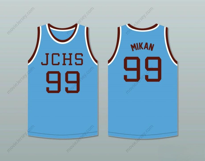 CUSTOM ANY Name Number GEORGE MIKAN 99 JOLIET CATHOLIC HIGH SCHOOL HILLTOPPERS LIGHT BLUE BASKETBALL JERSEY 2 Top Stitched S-6XL