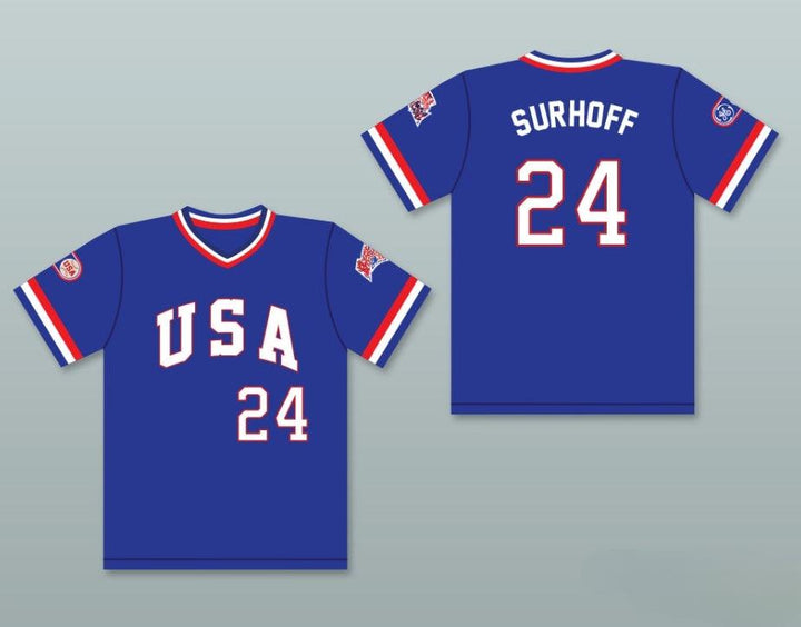 Custom Any Name Number B.J. SURHOFF 24 1984 USA TEAM BLUE BASEBALL JERSEY Top Stitched S-6XL