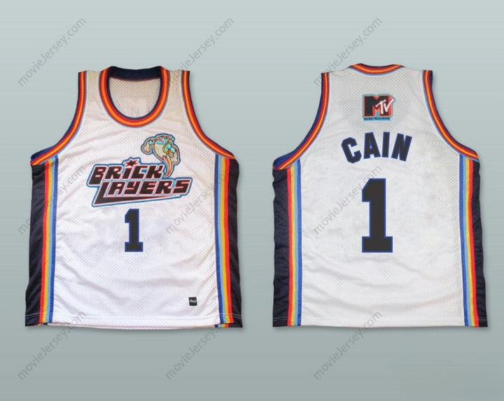 CUSTOM ANY Name Number COACH DEAN CAIN 1 BRICKLAYERS BASKETBALL JERSEY SIXTH ANNUAL ROCK N' JOCK B-BALL JAM 1996 Top Stitched S-6XL