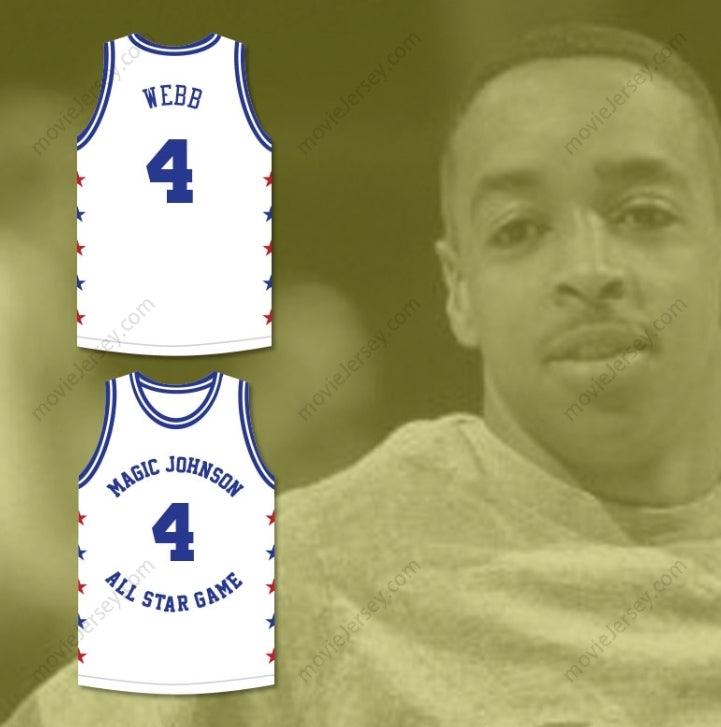 CUSTOM ANY Name Number SPUD WEBB 4 MAGIC JOHNSON ALL STAR GAME WHITE BASKETBALL JERSEY 1990 MIDSUMMER NIGHT'S MAGIC CHARITY EVENT Top Stitched S-6XL