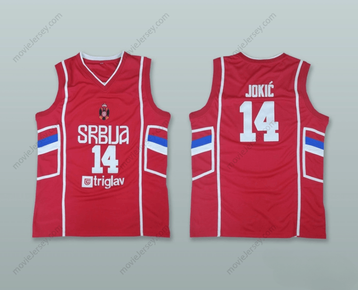 CUSTOM ANY Name Number NIKOLA JOKIC 14 SERBIA RED BASKETBALL JERSEY Top Stitched S-6XL