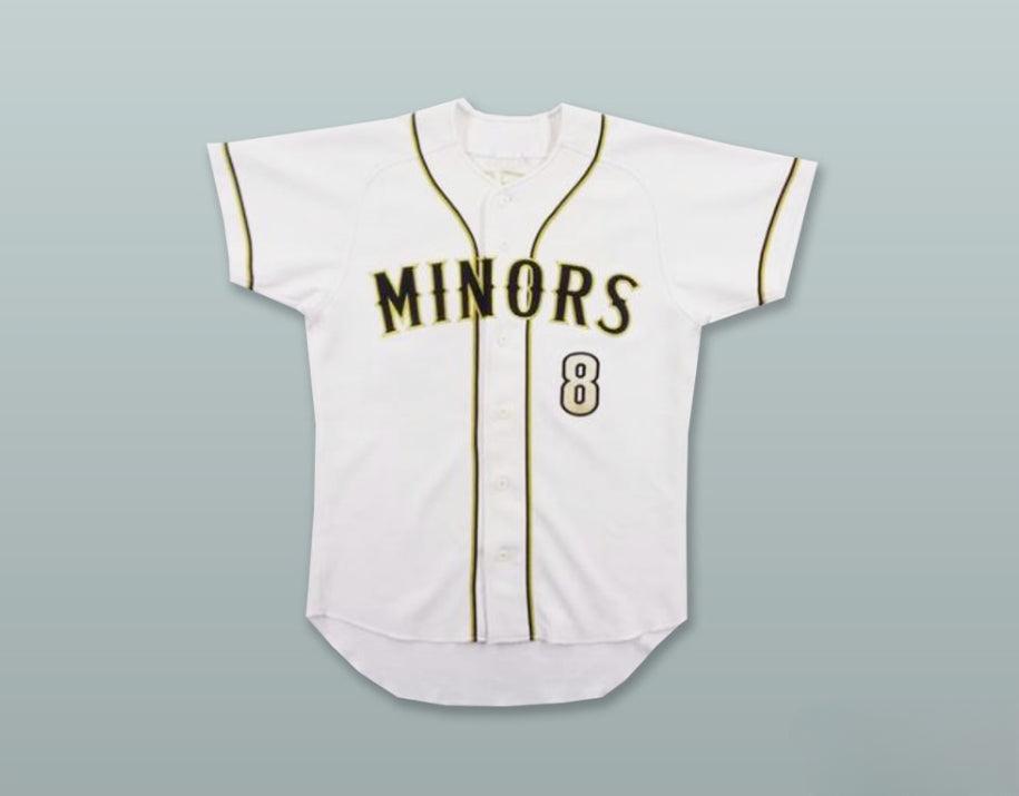 Custom Any Name Number KJIMA 8 MINORS WHITE BUTTON DOWN BASEBALL JERSEY Top Stitched S-6XL