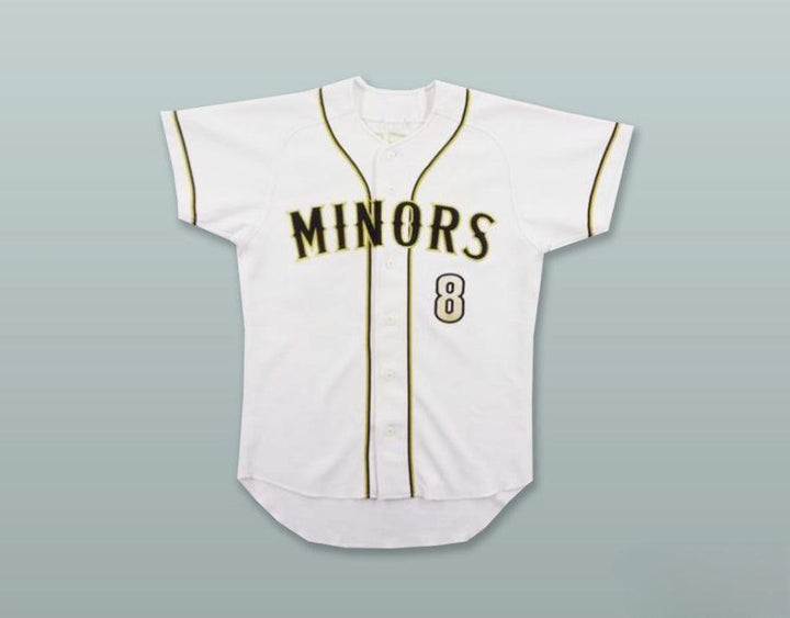 Custom Any Name Number KJIMA 8 MINORS WHITE BUTTON DOWN BASEBALL JERSEY Top Stitched S-6XL
