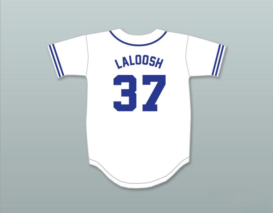 Custom Any Name Number EBBY CALVIN LALOOSH 37  RETRO BUTTON DOWN WHITE BASEBALL JERSEY Top Stitched S-6XL