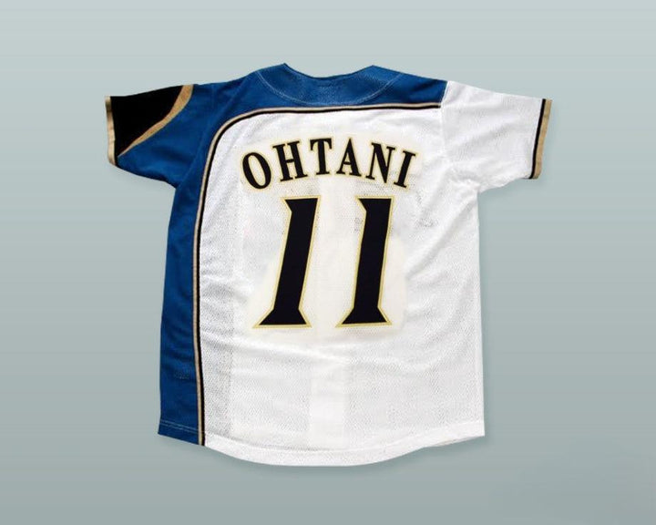 Custom Any Name Number SHOHEI OTANI 11 HOKKAIDO NIPPON-HAM FIGHTERS BUTTON DOWN WHITE BASEBALL JERSEY WITH PATCH Top Stitched S-6XL