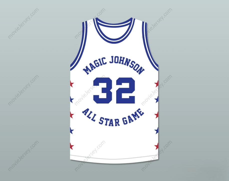 CUSTOM ANY Name Number MAGIC JOHNSON 32 MAGIC JOHNSON ALL STAR GAME WHITE BASKETBALL JERSEY 1989 MIDSUMMER NIGHT'S MAGIC CHARITY EVENT Top Stitched S-6XL