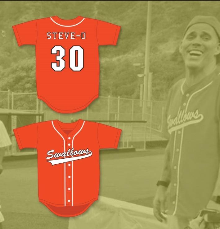 Custom Any Name Number STEVE-O 30 SWALLOWS PLAY BALL ORANGE BASEBALL JERSEY Top Stitched S-6XL