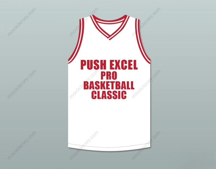 CUSTOM ANY Name Number KEVIN DUCKWORTH 00 PUSH EXCEL PRO BASKETBALL CLASSIC WHITE BASKETBALL JERSEY 1988 CHARITY EVENT Top Stitched S-6XL
