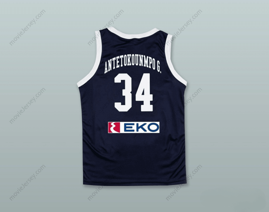 CUSTOM ANY Name Number GIANNIS ANTETOKOUNMPO 34 GREECE NATIONAL TEAM NAVY BLUE BASKETBALL JERSEY Top Stitched S-6XL