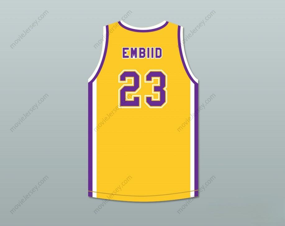 CUSTOM ANY Name Number JOEL EMBIID 23  ACADEMY  YELLOW BASKETBALL JERSEY Top Stitched S-6XL