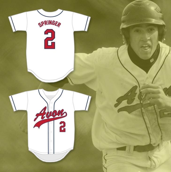 Custom Any Name Number GEORGE SPRINGER 2   OLD FARMS SCHOOL WINGED BEAVERS WHITE BASEBALL JERSEY 2 Top Stitched S-6XL