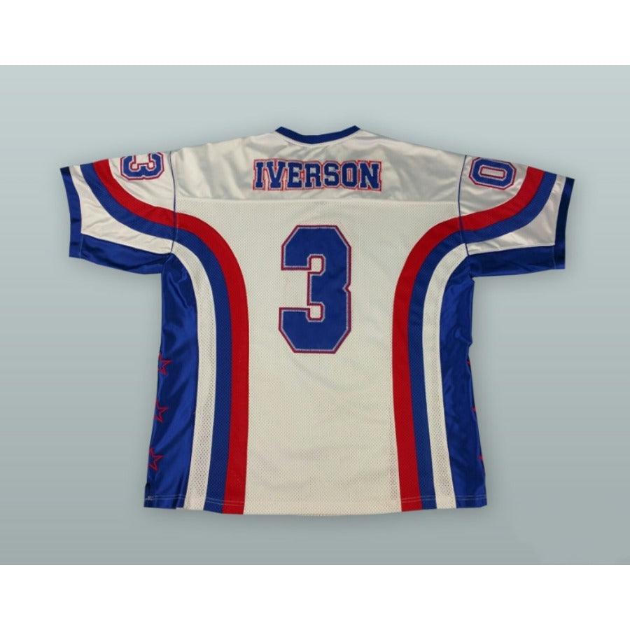 CUSTOM ANY Name Number ALLEN IVERSON 3 WHITE FOOTBALL JERSEY All Stitched S-6XL