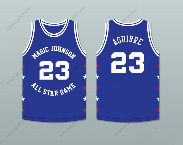 CUSTOM ANY Name Number MARK AQUIRRE 23 MAGIC JOHNSON ALL STAR GAME BLUE BASKETBALL JERSEY 1989 MIDSUMMER NIGHT'S MAGIC CHARITY EVENT Top Stitched S-6XL