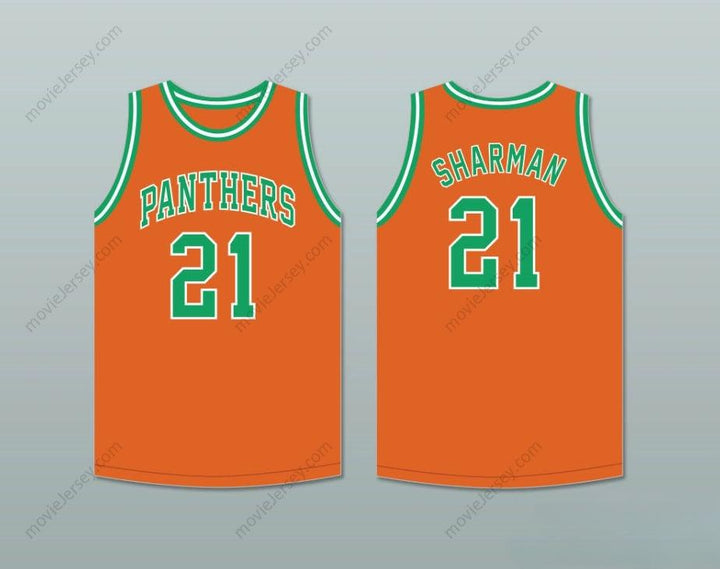 CUSTOM ANY Name Number BILL SHARMAN 21 PORTERVILLE HIGH SCHOOL PANTHERS ORANGE BASKETBALL JERSEY 1 Top Stitched S-6XL