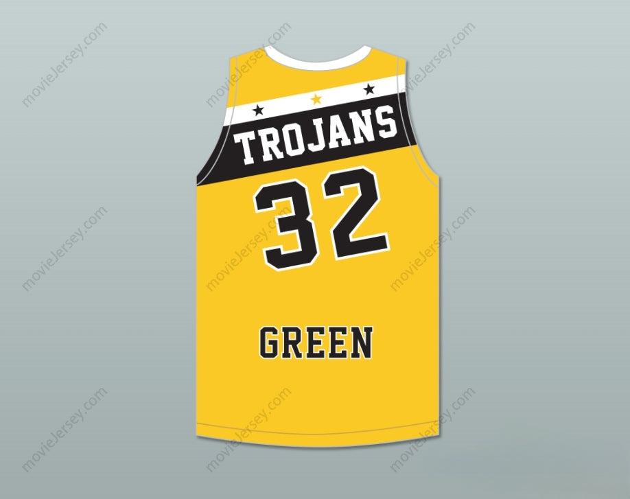 CUSTOM ANY Name Number DRAYMOND GREEN 32 SAGINAW HIGH SCHOOL TROJANS YELLOW GOLD BASKETBALL JERSEY 2 Top Stitched S-6XL