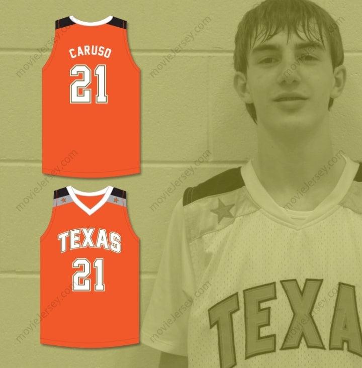 CUSTOM ANY Name Number ALEX CARUSO 21 TEXAS D1 AMBASSADORS  ORANGE BASKETBALL JERSEY 1 Top Stitched S-6XL