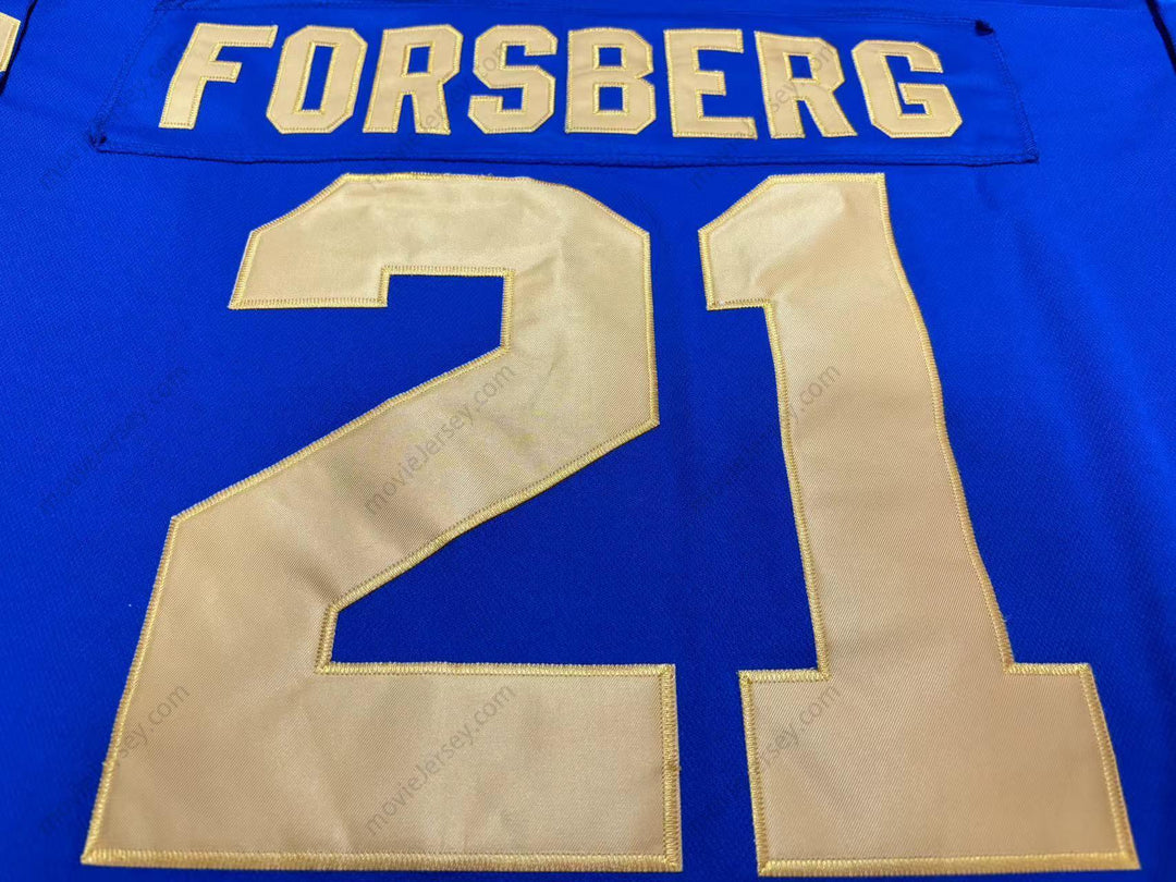 Custom Any Name Number PETER FORSBERG 21 SWEDEN NATIONAL TEAM BLUE HOCKEY JERSEY Stitched Top Stitched S-6XL