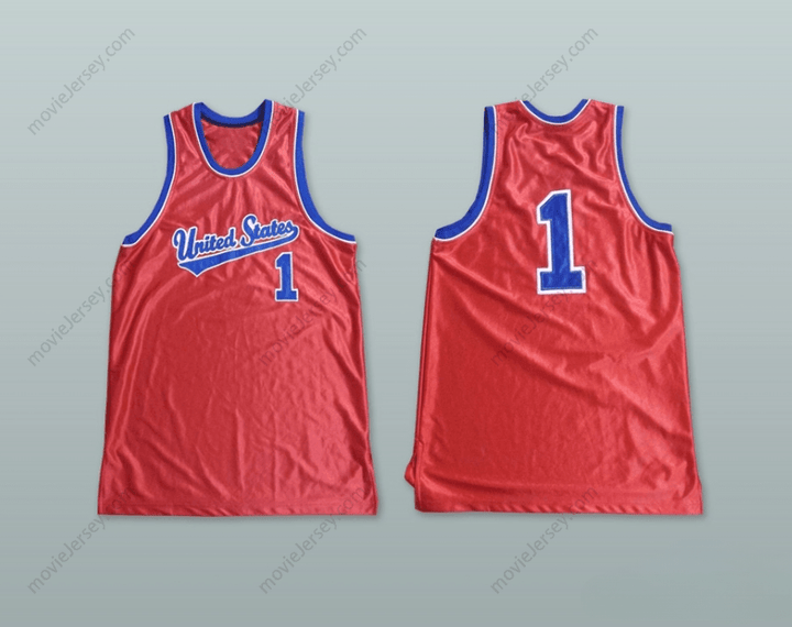 CUSTOM ANY Name Number UNITED STATES 1 RED BASKETBALL JERSEY Top Stitched S-6XL