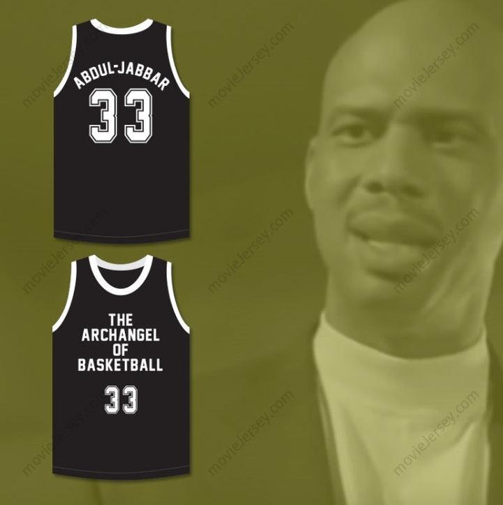 CUSTOM ANY Name Number KAREEM ABDUL-JABBAR 33 THE ARCHANGEL OF BASKETBALL BLACK BASKETBALL JERSEY SLAM DUNK ERNEST Top Stitched S-6XL
