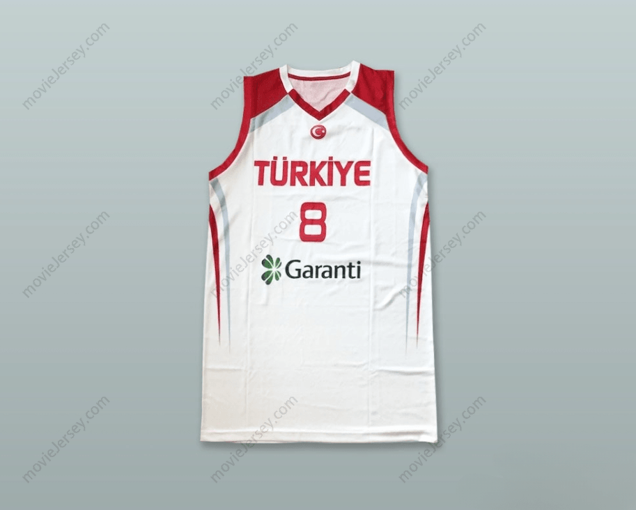 CUSTOM ANY Name Number ERSAN ILYASOVA 8 TURKEY WHITE BASKETBALL JERSEY Top Stitched S-6XL