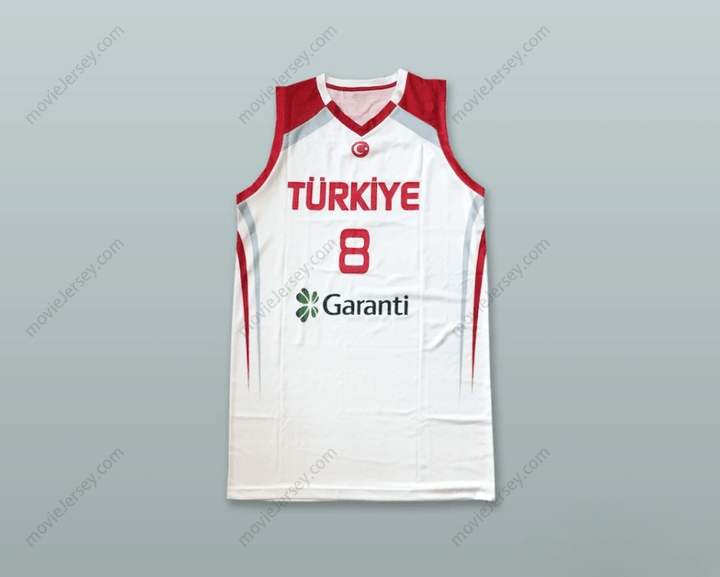 CUSTOM ANY Name Number ERSAN ILYASOVA 8 TURKEY WHITE BASKETBALL JERSEY Top Stitched S-6XL