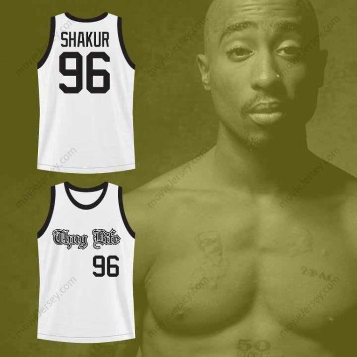 CUSTOM ANY Name Number THUG LIFE 2PAC SHAKUR WHITE BASKETBALL JERSEY ANY NUMBER OR PLAYER Top Stitched S-6XL