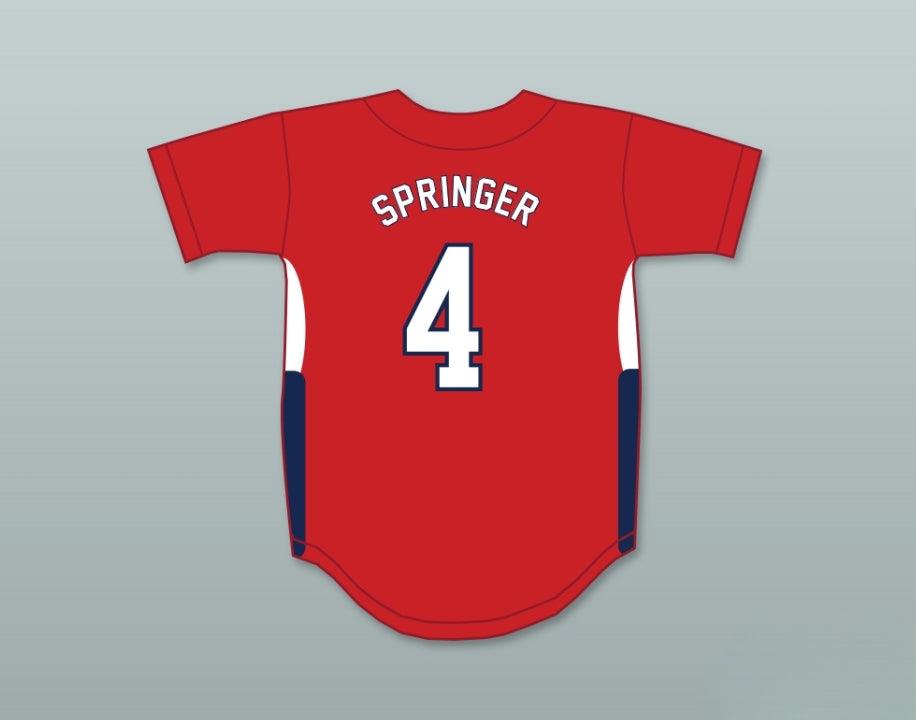 Custom Any Name Number GEORGE SPRINGER 4   OLD FARMS SCHOOL WINGED BEAVERS RED BASEBALL JERSEY 2 2 Top Stitched S-6XL