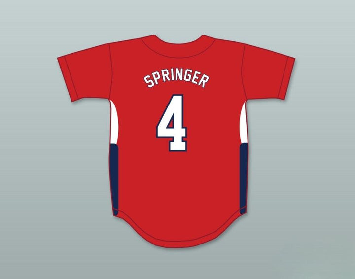 Custom Any Name Number GEORGE SPRINGER 4   OLD FARMS SCHOOL WINGED BEAVERS RED BASEBALL JERSEY 2 2 Top Stitched S-6XL