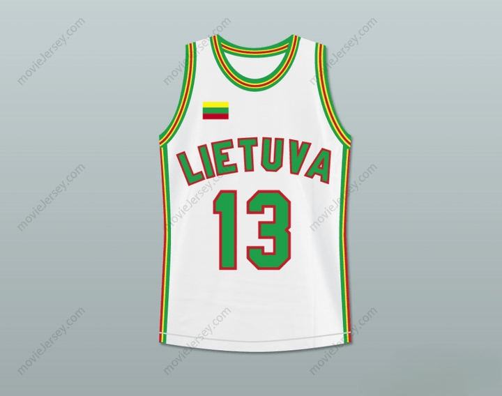 CUSTOM ANY Name Number SARUNAS MARCIULIONIS 13 LITHUANIA BASKETBALL JERSEY STITCH SEWN Top Stitched S-6XL