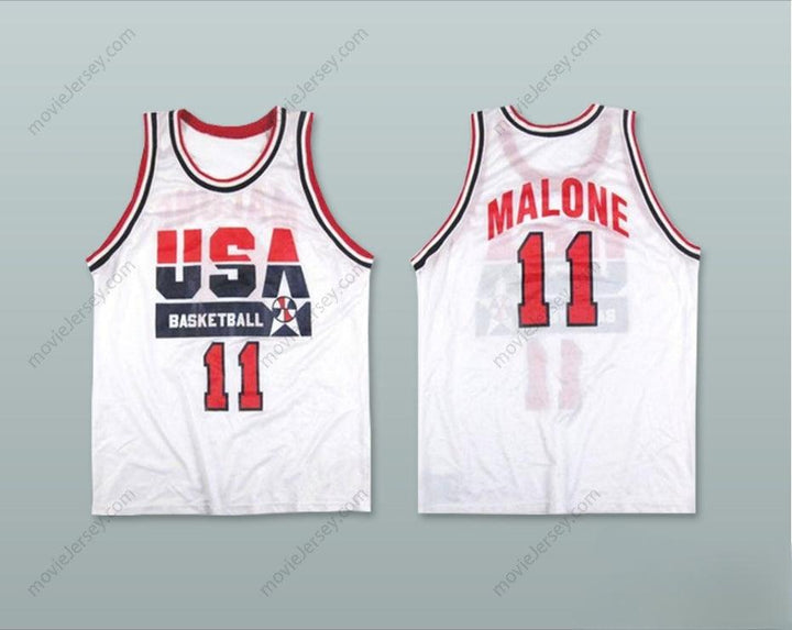 CUSTOM ANY Name Number KARL MALONE 11 USA HOME BASKETBALL JERSEY Top Stitched S-6XL