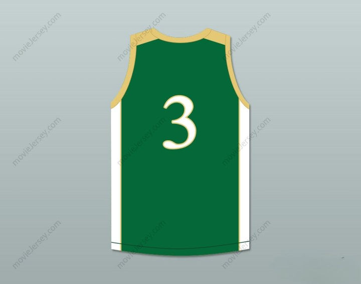 CUSTOM ANY Name Number CJ MCCOLLUM 3 GLENOAK HIGH SCHOOL GOLDEN  GREEN BASKETBALL JERSEY 2 Top Stitched S-6XL