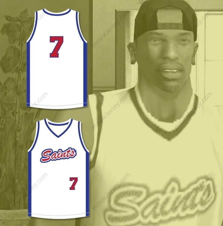 CUSTOM ANY Name Number LOS SANTOS SAINTS 7 WHITE BASKETBALL JERSEY Top Stitched S-6XL