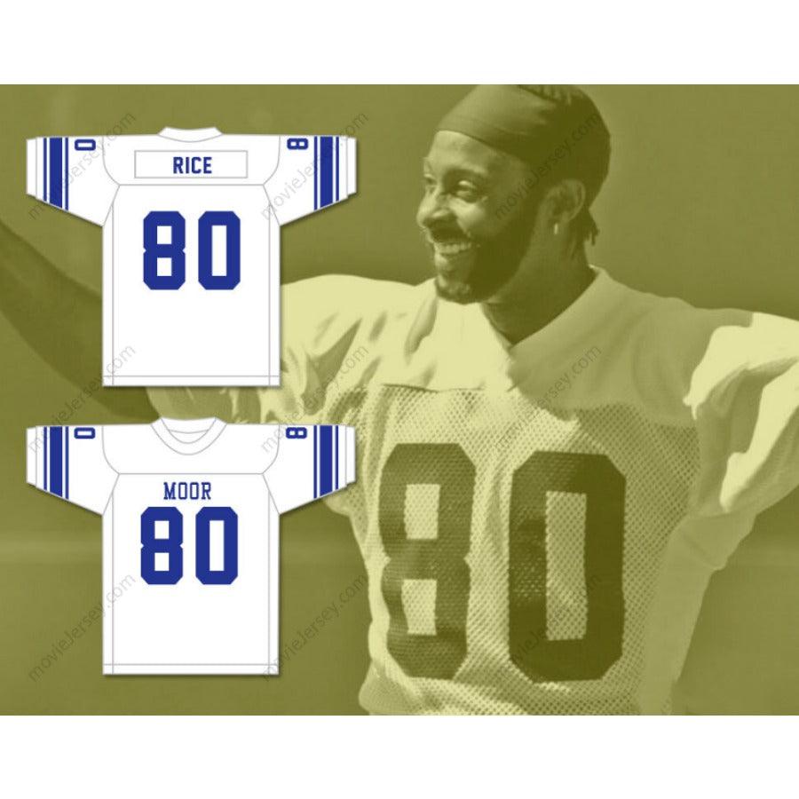 CUSTOM ANY Name Number JERRY RICE 80 MOOR HIGH SCHOOL BLUE FOOTBALL JERSEY Top Stitched S-6XL