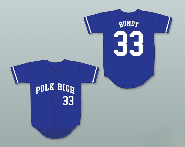 Custom Any Name Number AL BUNDY 33 POLK HIGH SCHOOL BLUE BASEBALL JERSEY Top Stitched S-6XL