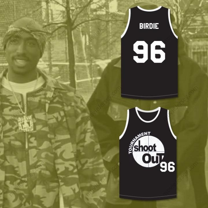 CUSTOM ANY Name Number TUPAC SHAKUR BIRDIE 96 TOURNAMENT SHOOT OUT BIRDMEN BASKETBALL JERSEY ABOVE THE RIM Top Stitched S-6XL