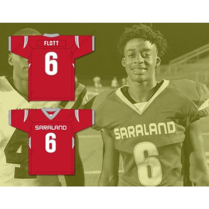 CUSTOM ANY Name Number CORDALE FLOTT 6 SARALAND HIGH SCHOOL SPARTANS Football Jersey Top Stitched S-6XL