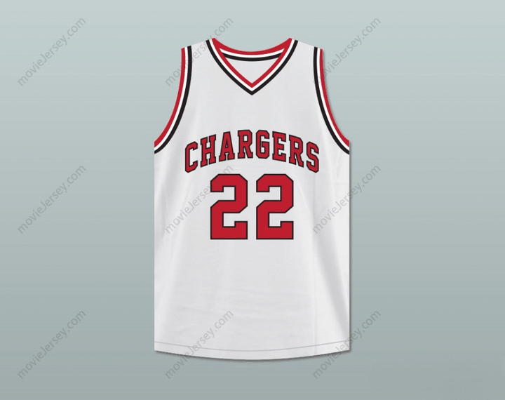 CUSTOM ANY Name Number WILLIAM GATES 22 CHARGERS HIGH SCHOOL WHITE BASKETBALL JERSEY HOOP DREAMS Top Stitched S-6XL