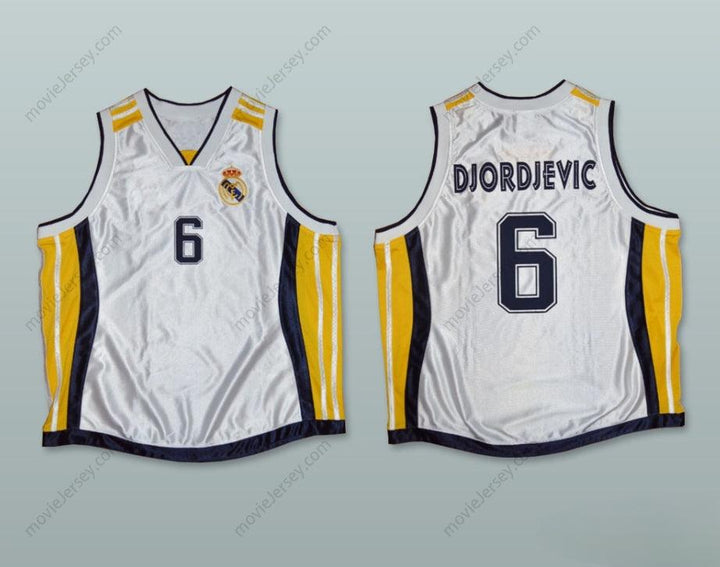 CUSTOM ANY Name Number SASHA DJORDJEVIC 6 REAL MADRID BASKETBALL JERSEY Top Stitched S-6XL